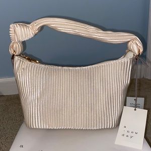 Pleated Cream Crossbody Bag